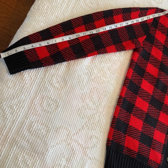 Retro Disney Mickey Mouse Buffalo Plaid Letterman Sweater Cardigan size Small - Picture 9 of 12